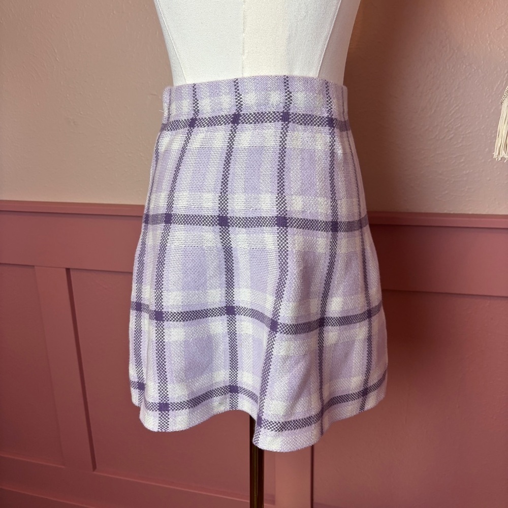 whimsy coquette bratz cottage fairy vintage cotton plaid y2k purple mini skirt - Picture 4 of 9